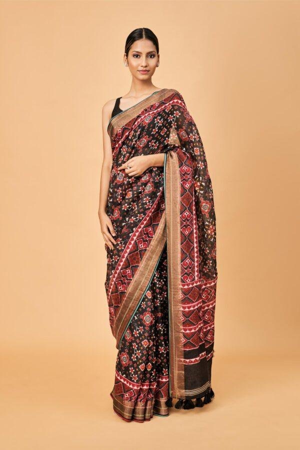 Black Patola Print Linen