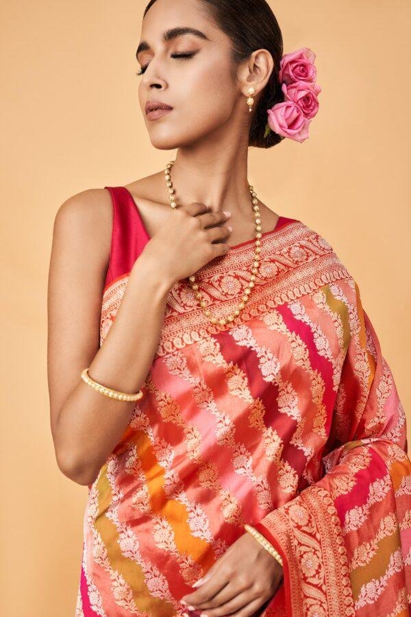 Red Rangkaat Saree - Image 2