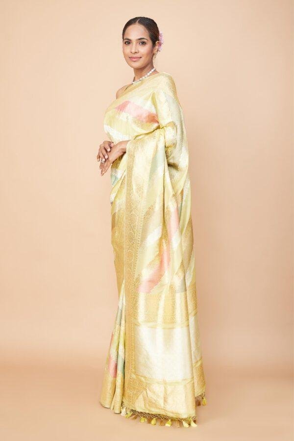 Pista Green Rangkaat Saree - Image 3