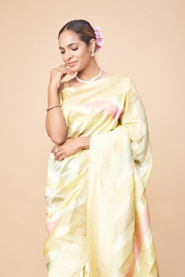 Pista Green Rangkaat Saree - Image 4