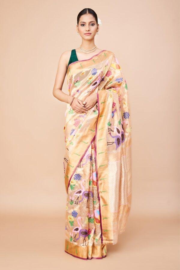 Flamingo Double Tissue Zari Kota Saree
