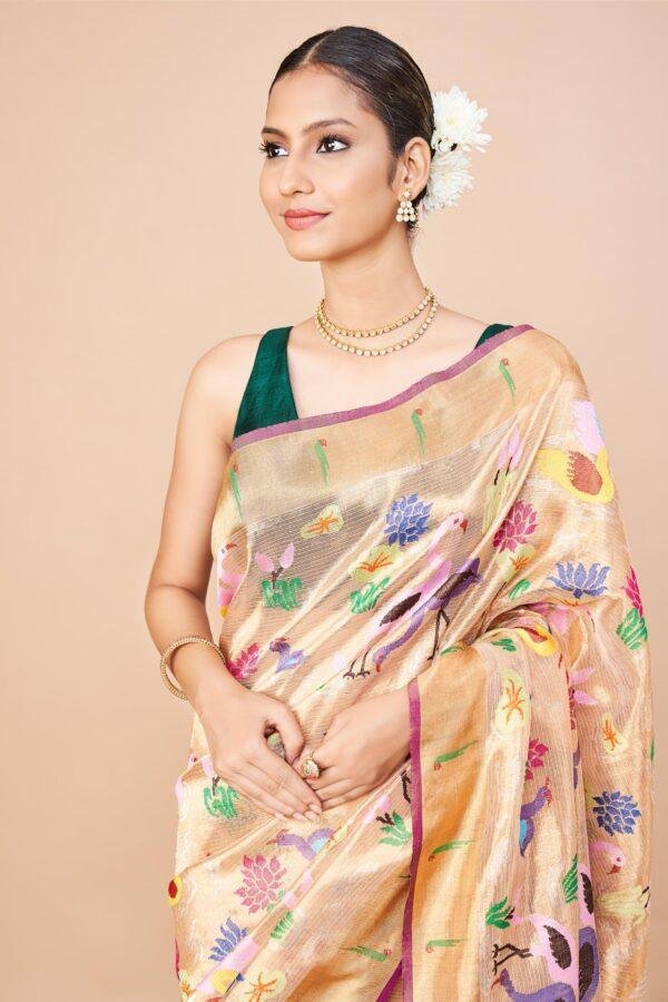 Flamingo Double Tissue Zari Kota Saree - Image 4