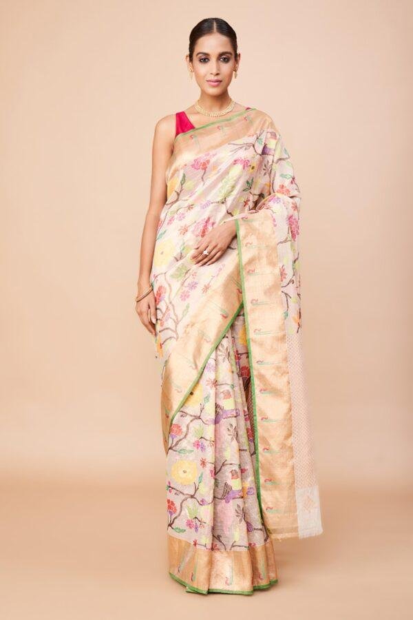 Double Tissue Floral Zari Kota