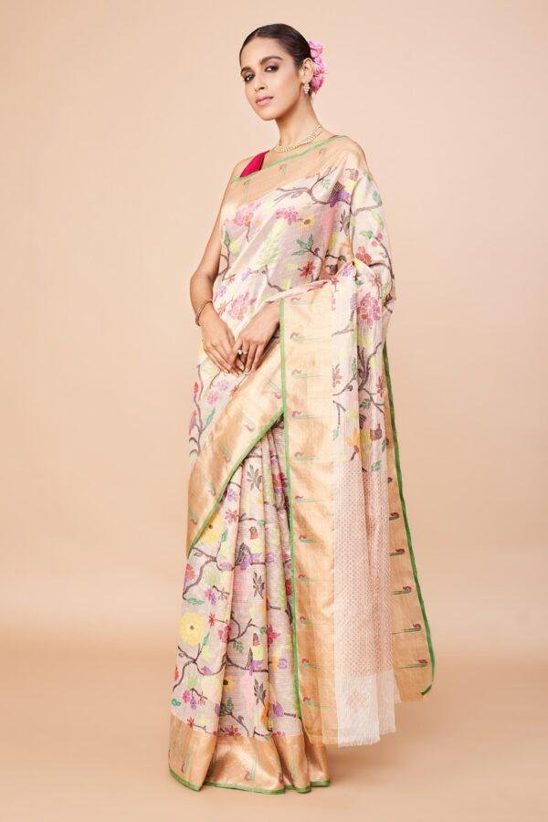 Double Tissue Floral Zari Kota - Image 3