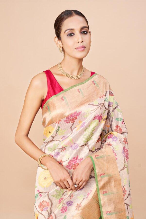 Double Tissue Floral Zari Kota - Image 4